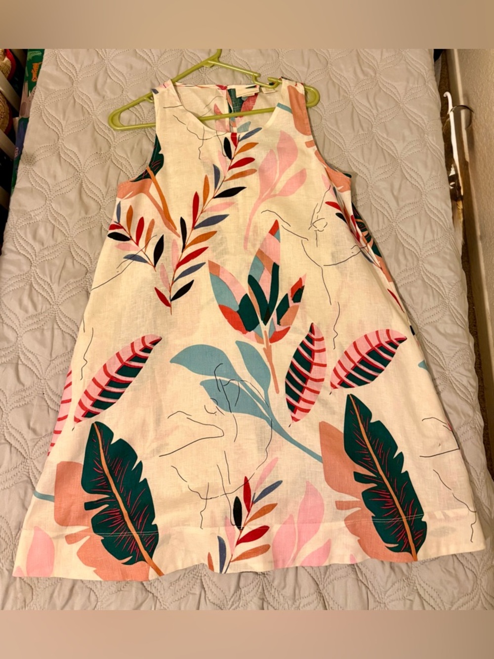Cynthia Rowley Linen Shift Dress‎ Tropical Abstract Print Size S